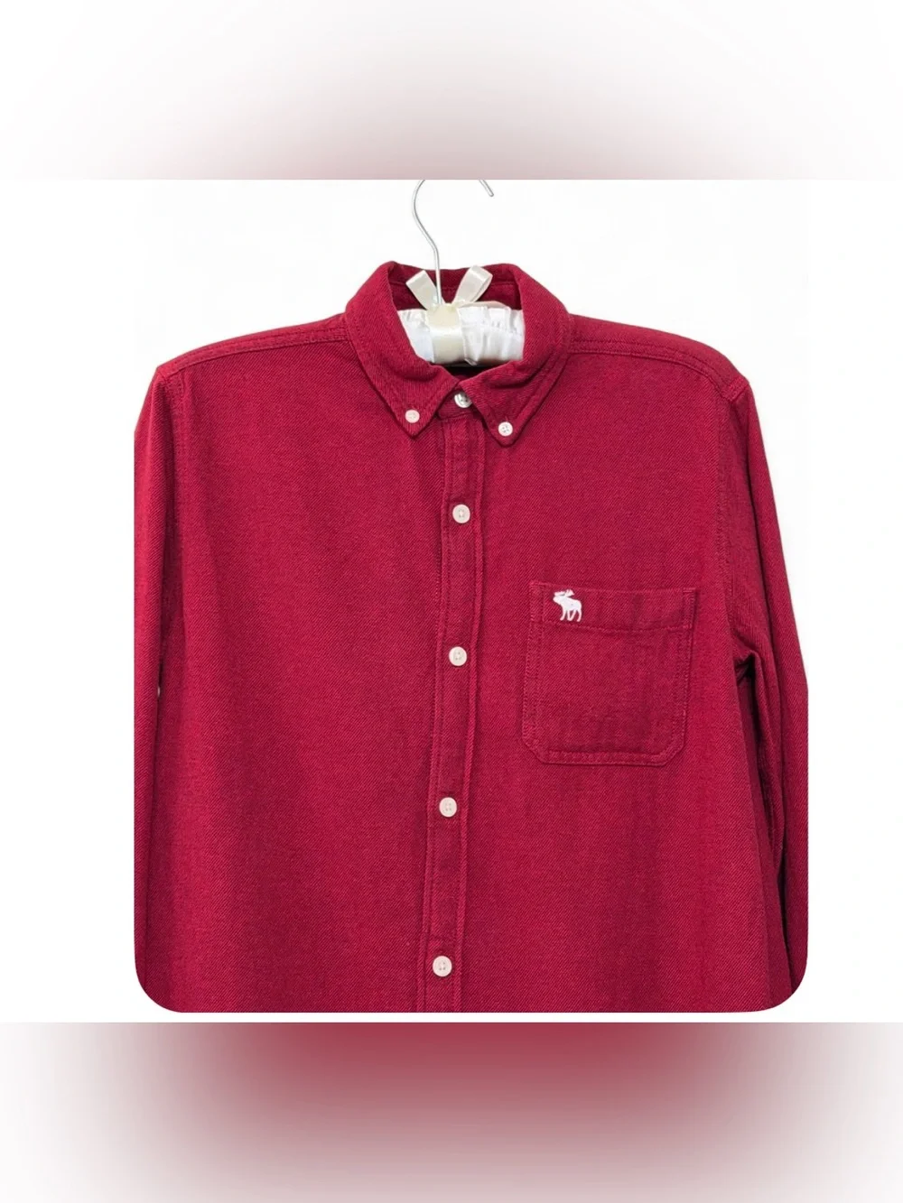 Abercrombie Boys Youth Long Sleeve Oxford Button Up Heather Red Size 15/16 Youth